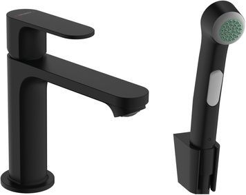 Змішувач для раковини HANSGROHE Rebris S 110 чорний матовий 72215670 з гігієнічним душем - 72215670