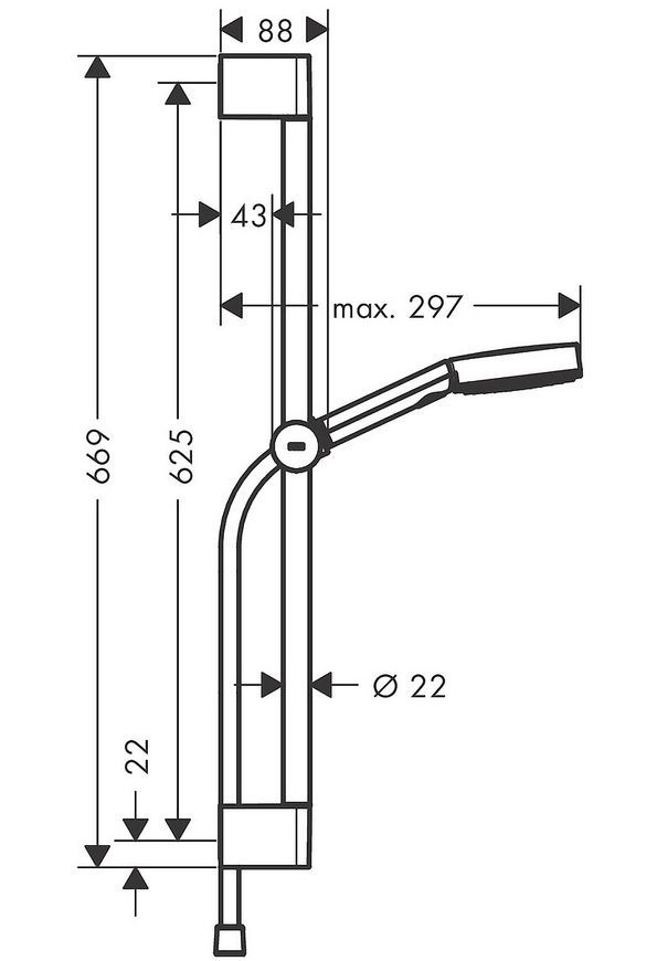 Душовий набір HANSGROHE Pulsify Select S 105 3jet Relaxation 65 см 24160000 хром - 24160000