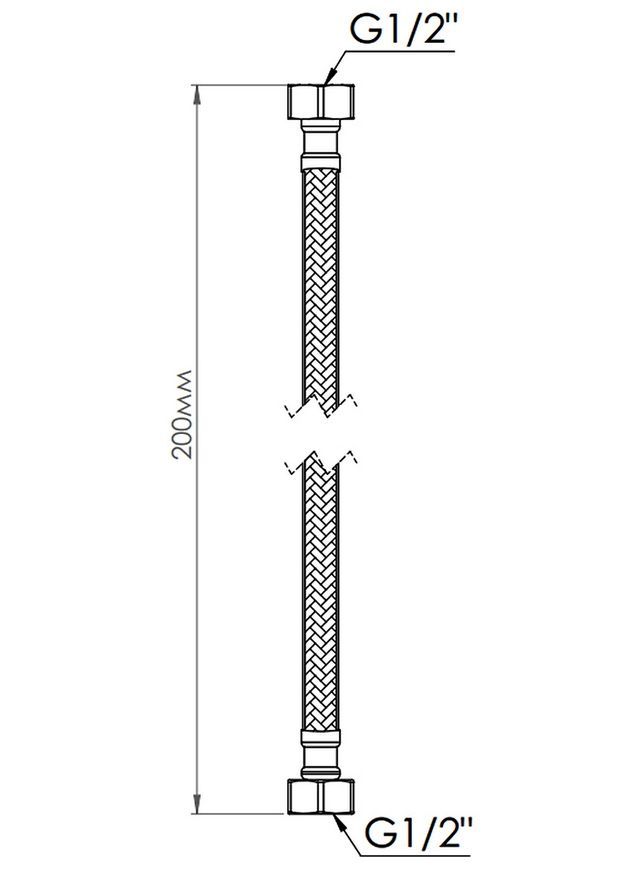 Шланг для подключения воды Thermo Alliance Standart 20 см Nylon 1/2"x1/2" ВВ TAS387W20