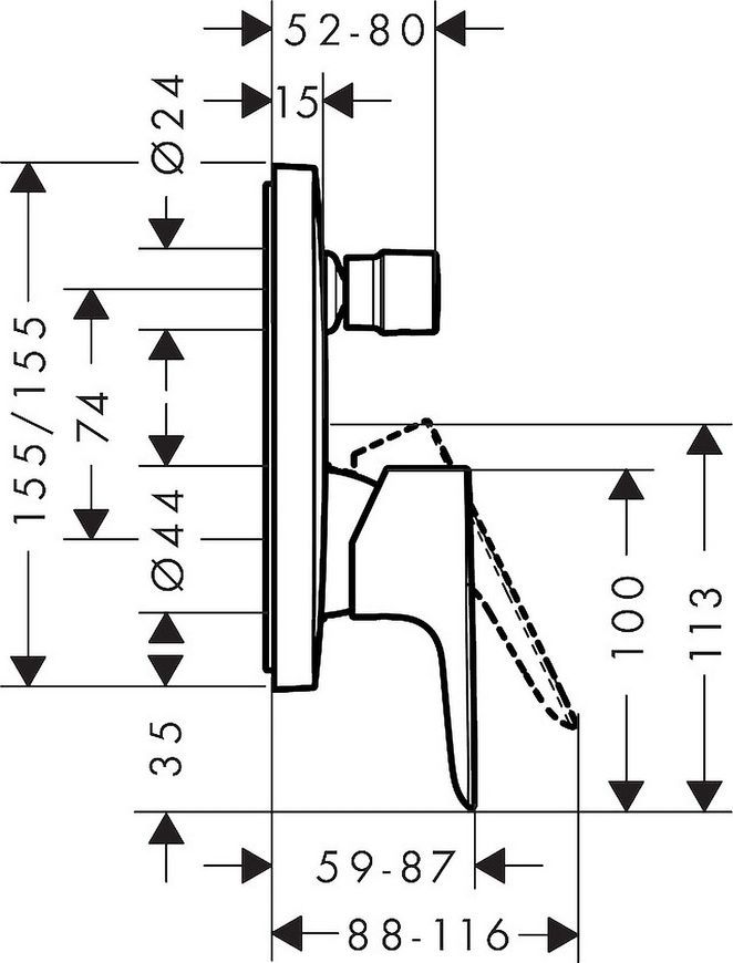 Смеситель для ванны/душа HANSGROHE Talis E скрытого монтажа 71745670 черный матовый - 71745670