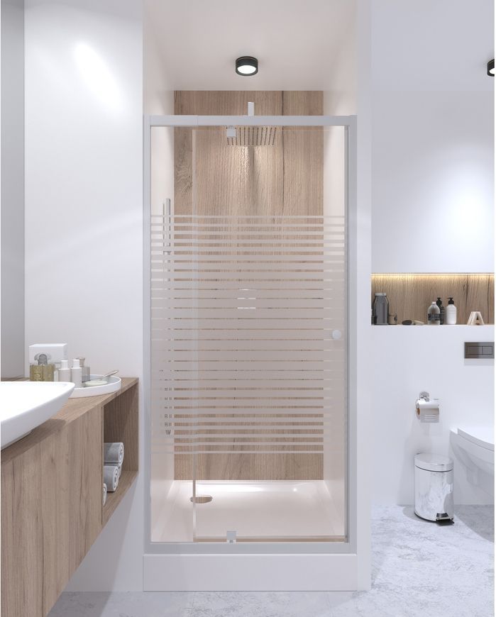 Душевые двери в нишу QTAP PISCES WHI208-9.CP5 79-92x185, стекло Pattern 5 мм, распашные - PISWHI2089CP5