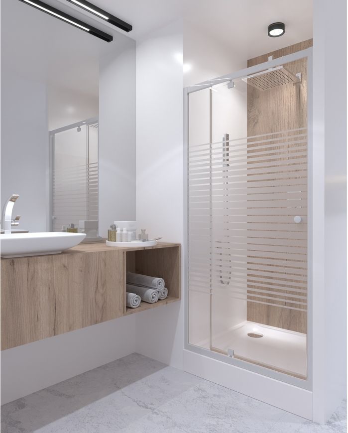Душевые двери в нишу QTAP PISCES WHI208-9.CP5 79-92x185, стекло Pattern 5 мм, распашные - PISWHI2089CP5