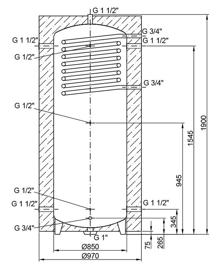 Теплоаккумулятор THERMO ALLIANCE TAI-10 1000 1,4м2 60мм (856л.) - SD00044722