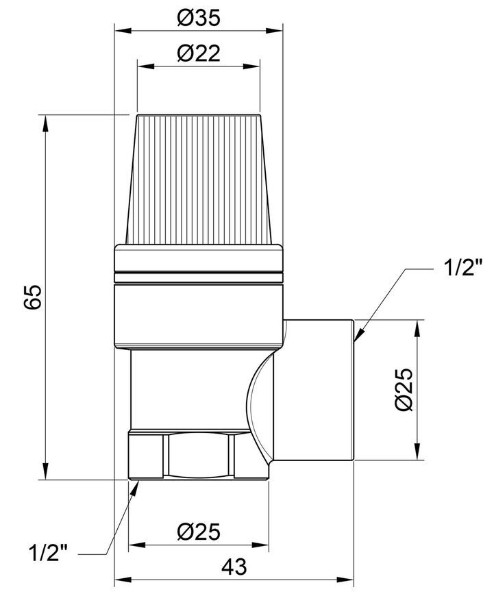 Запобіжний клапан Thermo Alliance Standart 1/2" ВР 2,5 бар латунь SD24425 - SD24425
