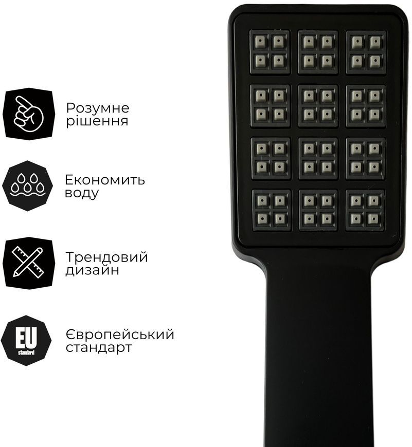 Змішувач для ванни Lidz Wawel 006 Black з душовим гарнітуром LDWAW006BLA45393 - LDWAW006BLA45393