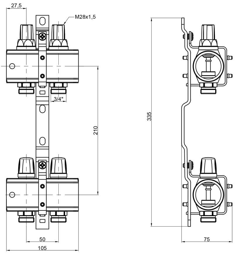 Колектор ICMA 1" 2 виходи, без витратоміра №K005 - 87K005PG06