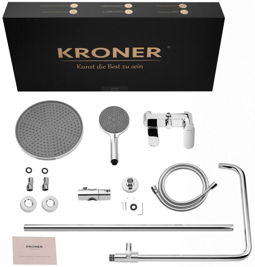 Душова система Kroner Element 211318-0101 на 3 споживача, з виливом, латунь, хром CV036834 - Element 211318-0101
