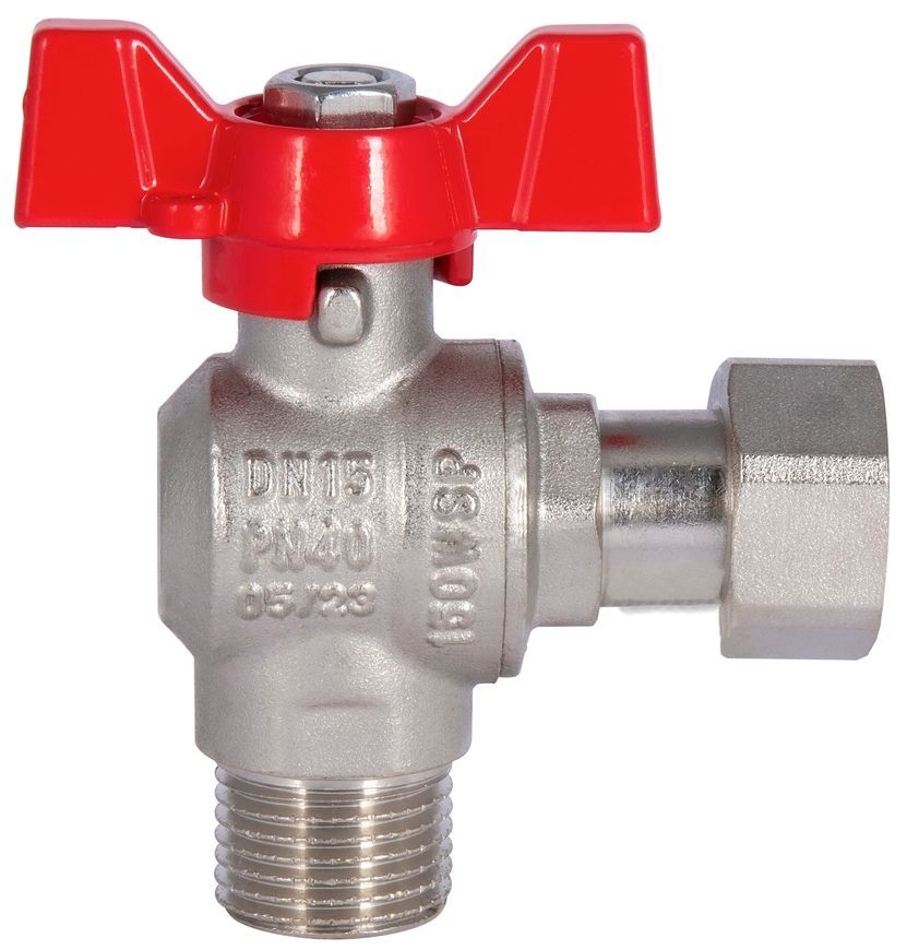 Кран шаровой с накидной гайкой SD FORTE 1/2" ВН для воды угловой SF224W15