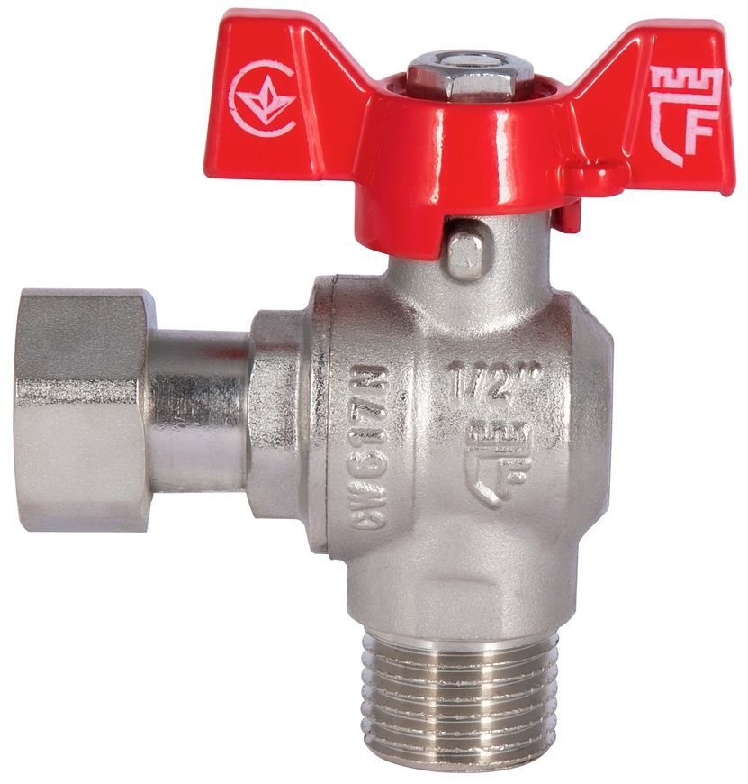 Кран шаровой с накидной гайкой SD FORTE 1/2" ВН для воды угловой SF224W15