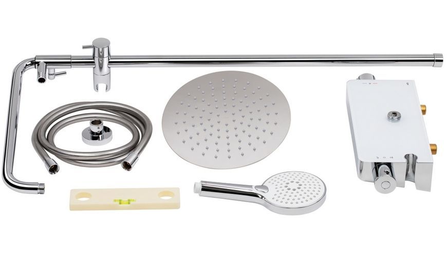 Душевая система QTAP Sloup термостатическая c полочкой Chrome/White QTSL57T105VOGC - QTSL57T105VOGC