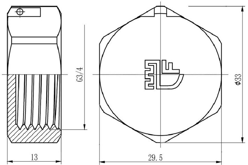 Заглушка латунна SD Forte 3/4" ВР нікельована SF35220