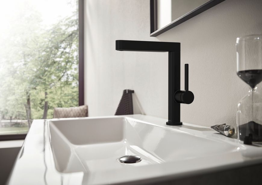 Смеситель для раковины HANSGROHE Finoris 230 Matt Black 76060670 черный матовый с донным клапаном push-open - 76060670