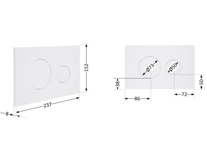 Клавіша змиву Qtap Standard 152x236x28 мм, White, круглі кнопки QTSTD164W49468 - QTSTD164W49468