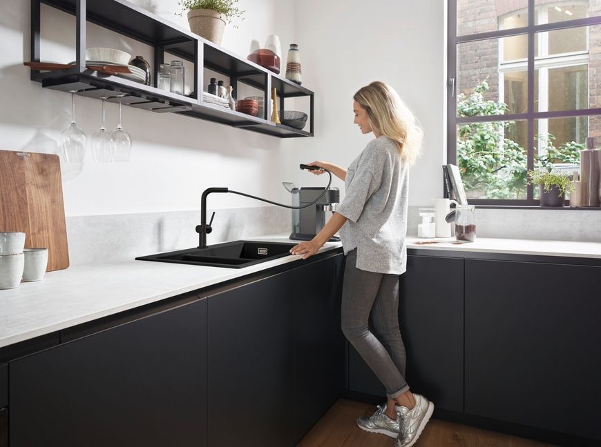 Кухонна мийка HANSGROHE з додатковою чашею S510-F635 770х510 180/450 чорний графіт 43315170 - 43315170