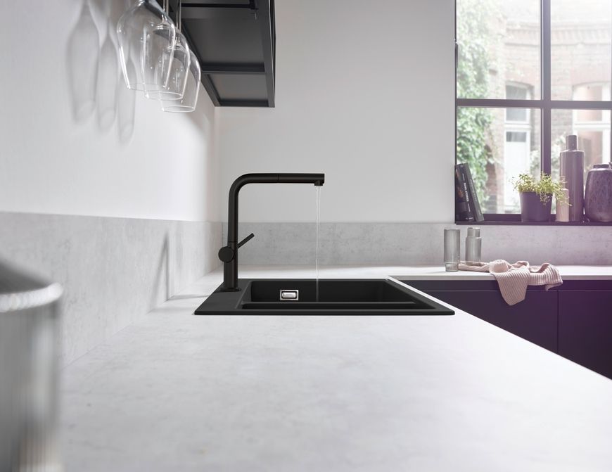 Кухонна мийка HANSGROHE з додатковою чашею S510-F635 770х510 180/450 чорний графіт 43315170 - 43315170