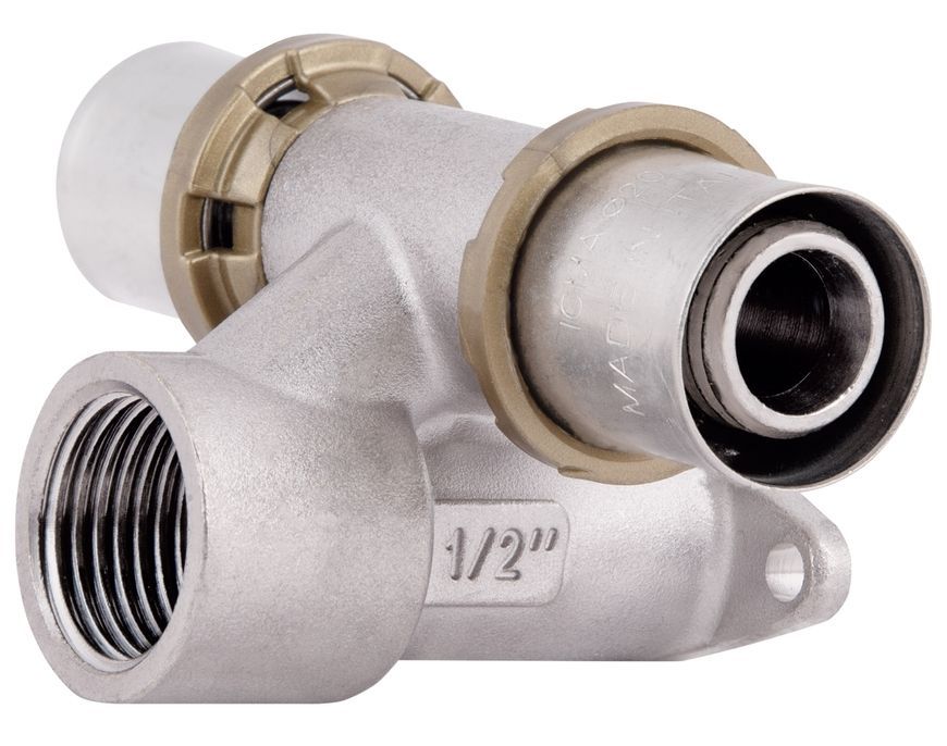 Тройник настенный пресс-фитинг Icma 1/2"ВРх20 проходной №422 81422ADBQ06 - 81422ADBQ06