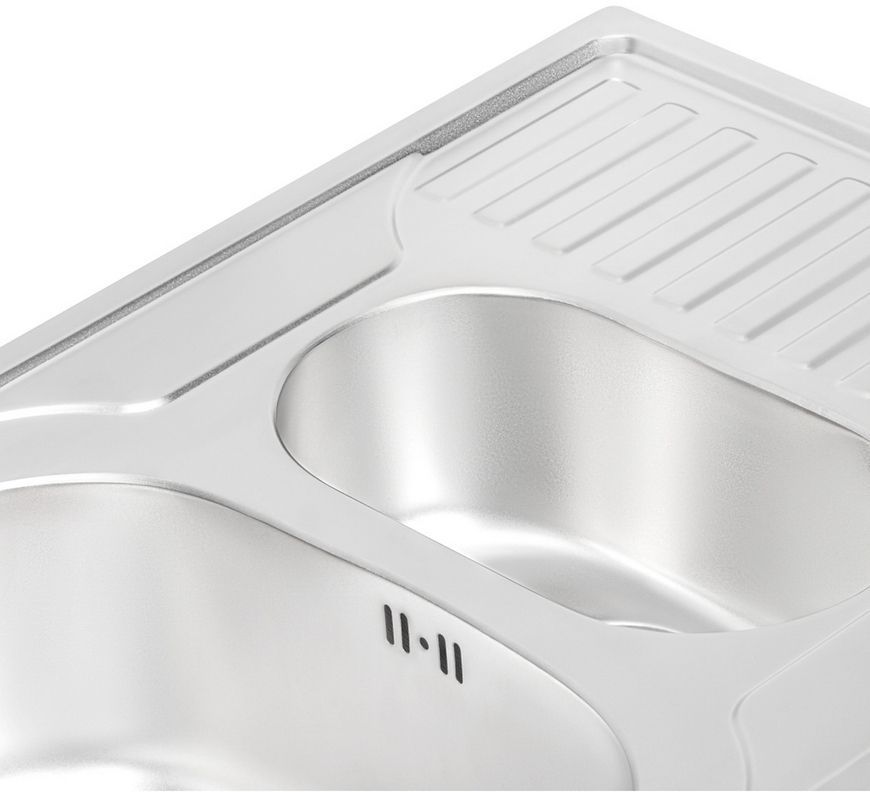 Кухонная мойка QTAP 7850-B Satin 0,8 мм (180) с дополнительной чашей - QT7850BSAT08