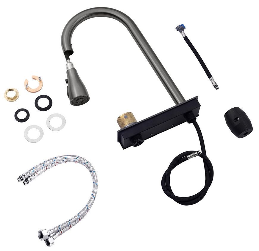 Кухонна мийка Kroner KRP Schwarze SET7545NB PVD 3.0/0.8 мм графіт CV033805 Schwarze-SET7545NBPVD - Schwarze-SET7545NBPVD