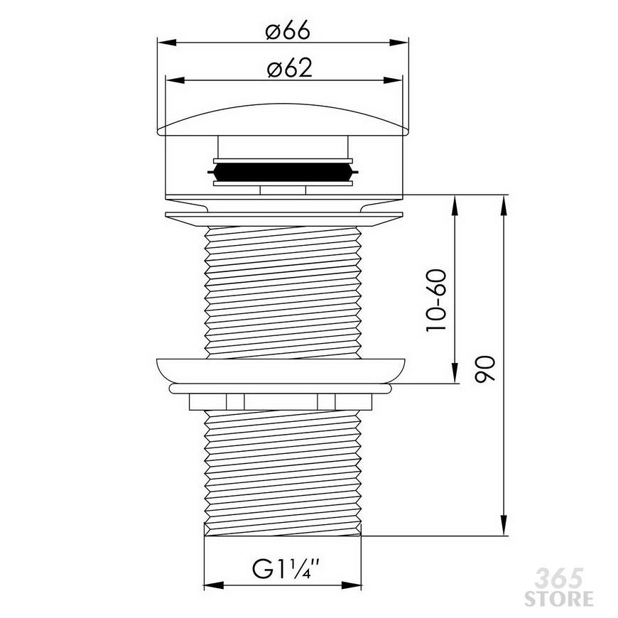 Донный клапан VOLLE click-clack хром для раковины 1 1/4" без перелива - 90-00-043