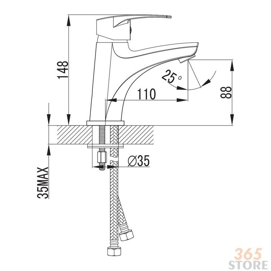 Смеситель для умывальника IMPRESE LIDICE 05095 (M) хром, 35 мм - 05095 (M)