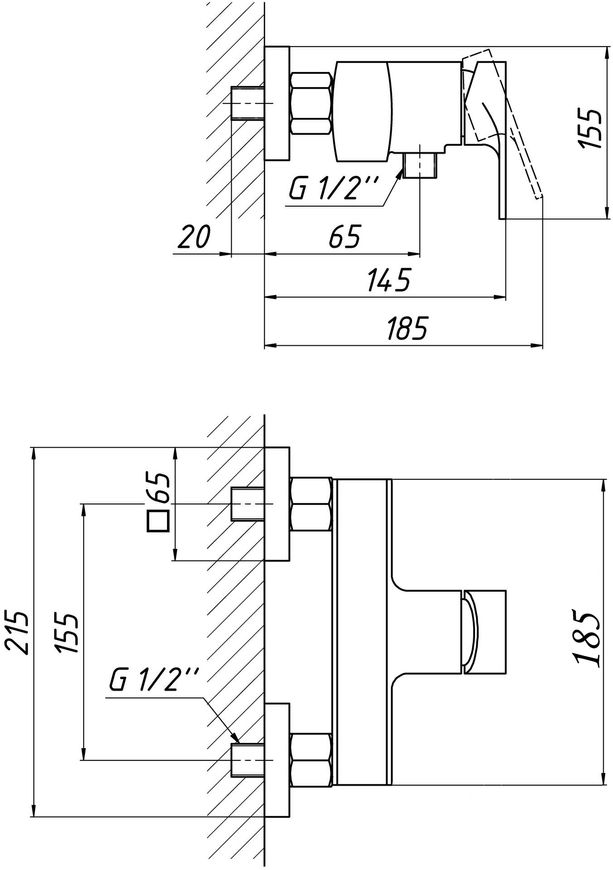 Набір змішувачів QTAP 2 в 1 Vlasta: змішувач для умивальника та душу хром QTVLA1028102C45493