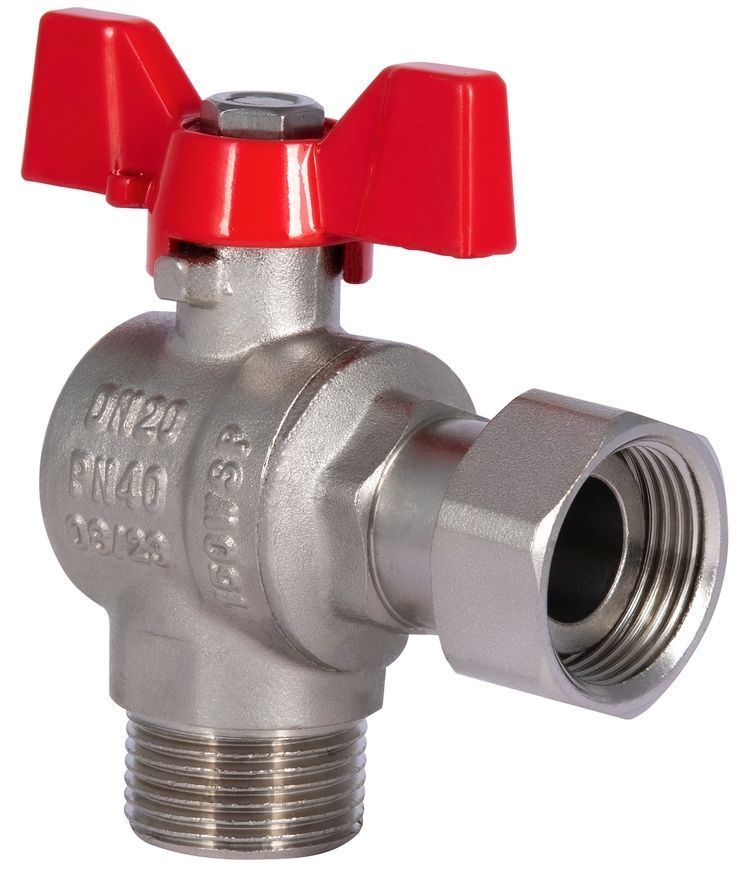 Кран шаровой с накидной гайкой SD FORTE 3/4" ВН для воды угловой SF224W20