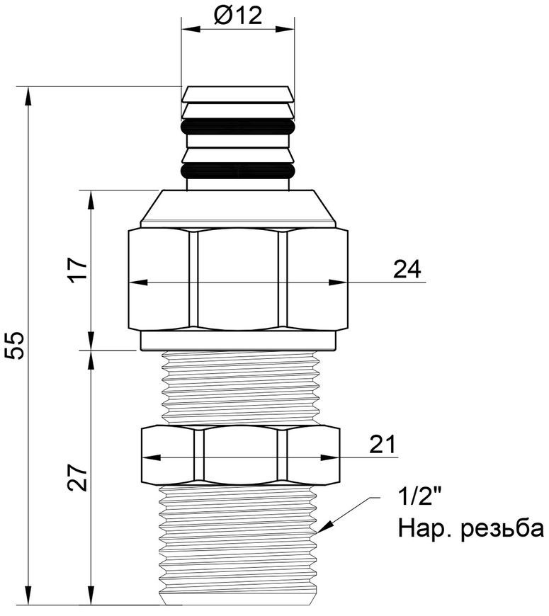Перехідник обтискний (муфта) Icma 16х1/2" ЗР латунь №531 81531ADGH06