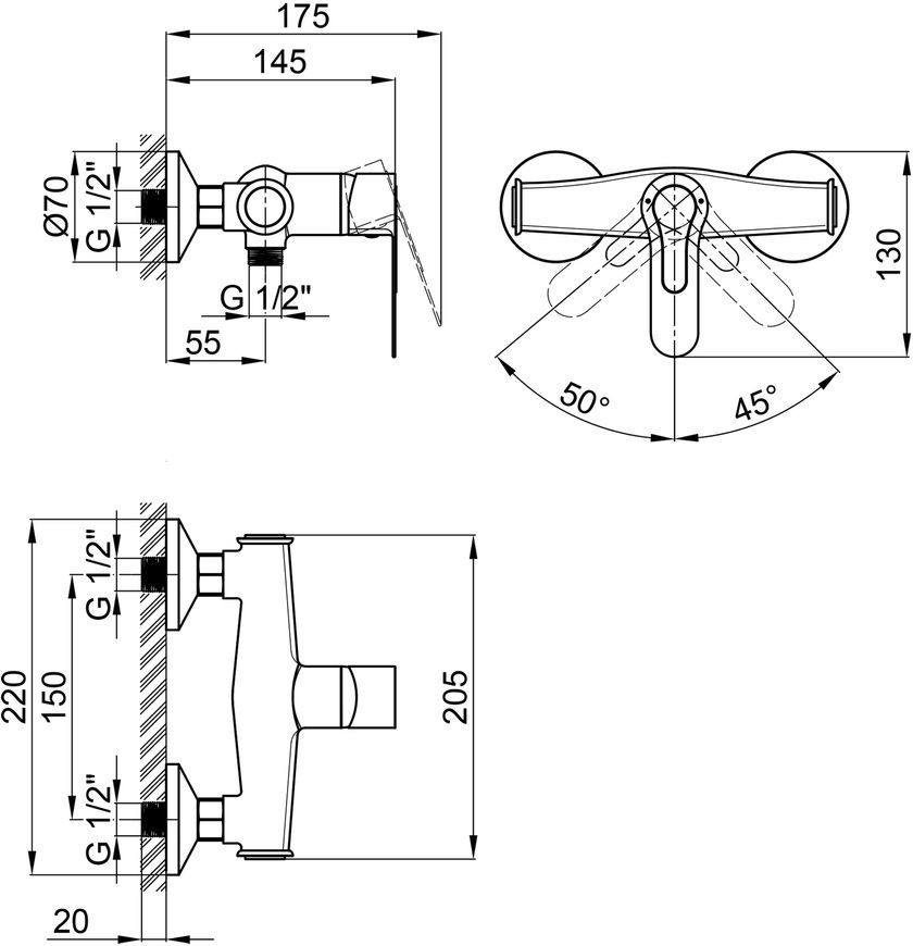 Змішувач для душу QTAP Rozko&scaron; 4055104C - QTRZS4055104C