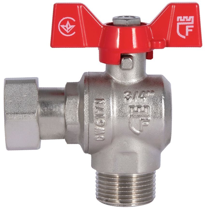 Кран шаровой с накидной гайкой SD FORTE 3/4" ВН для воды угловой SF224W20