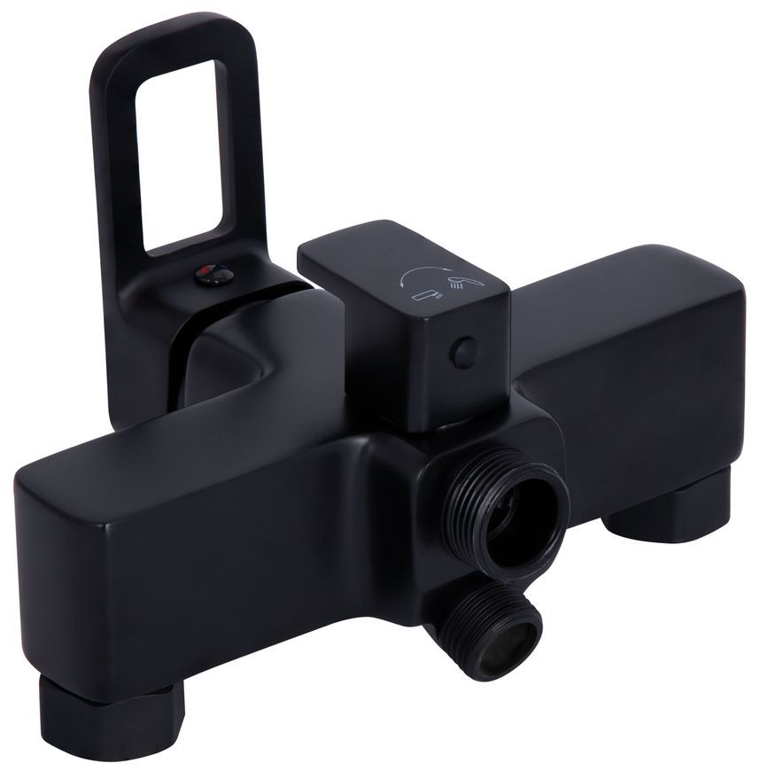 Смеситель для ванны Lidz Wawel 005 с поворотным изливом и душевым гарнитуром Black LDWAW005BLA45394 - LDWAW005BLA45394