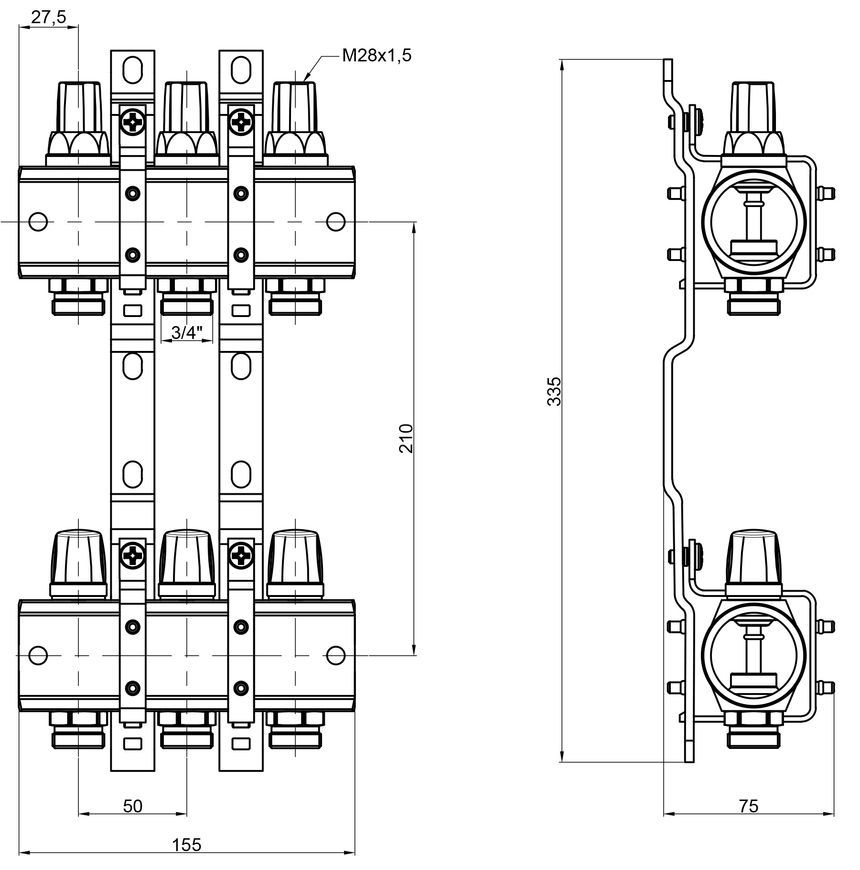 Колектор ICMA 1" 3 виходи, без витратоміра №K005 - 87K005PH06