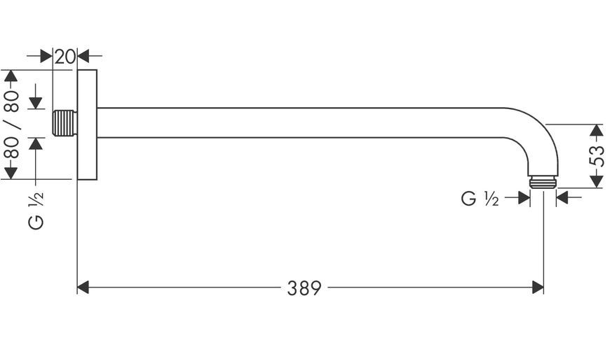 Тримач верхнього душу HANSGROHE CROMA SELECT E 389 мм хром 27446000 - 27446000