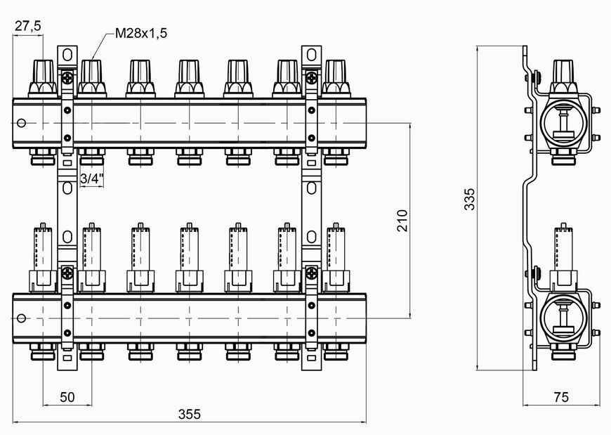 Колекторна група ICMA 1" 7 виходів, з витратомірами №K013 87K013PR06 - 87K013PR06