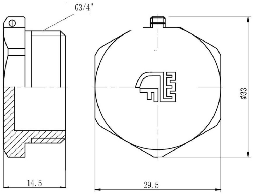 Заглушка латунна SD Forte 3/4" ЗР нікельована SF35320