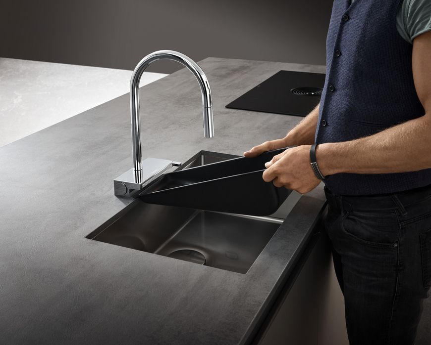 Смеситель для кухонной мойки HANSGROHE Aquno Select M81 170 3jet с вытяжным изливом Sbox 73831000 хром - 73831000
