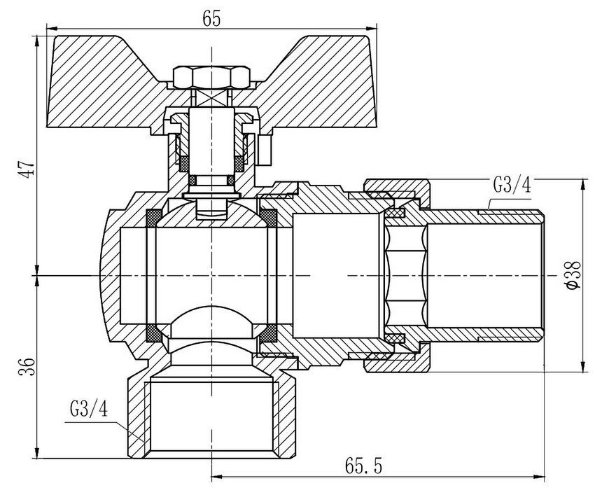 Кран шаровой "Американка" SD FORTE 3/4" угловой SF221W20 - SF221W20