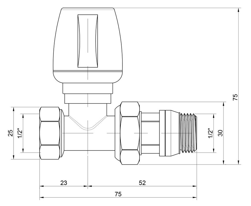 Кран (вентиль) декоративний ручний Icma 1/2" з антипротіканням прямий №1117 - 821117AD07