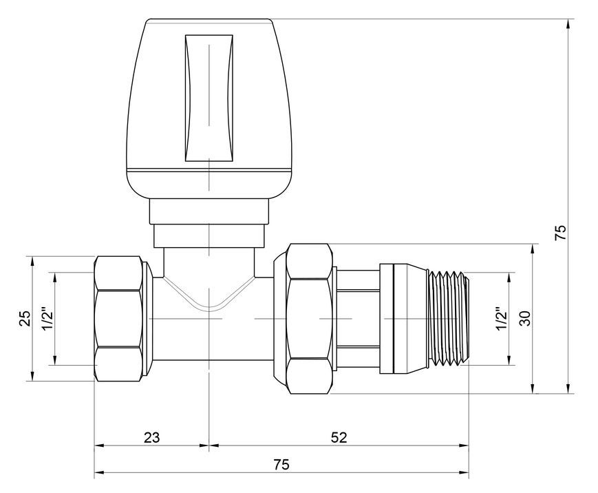 Кран (вентиль) декоративный ручной Icma 1/2" с антипротечкой прямой №1117 - 821117AD07
