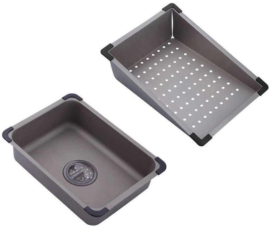 Кухонна мийка Kroner KRP Schwarze SET7545NG PVD 3.0/0.8 мм сірий CV033806 Schwarze-SET7545NGPVD - Schwarze-SET7545NGPVD