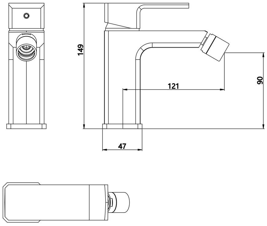 Змішувач для біде Lidz Dozorca 001AF Chrome k35 LDDOZ001AFCRM48991 - LDDOZ001AFCRM48991