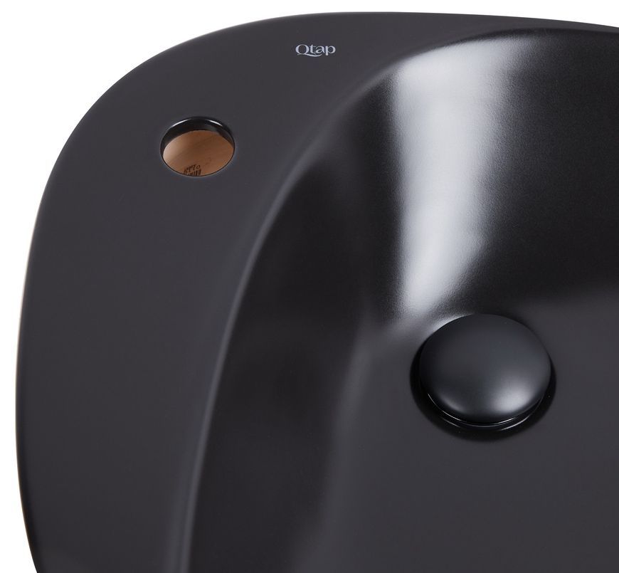 Раковина-чаша QTAP Leo 695х460х115 Matt black з донним клапаном QT1111A089TMB - QT1111A089TMB
