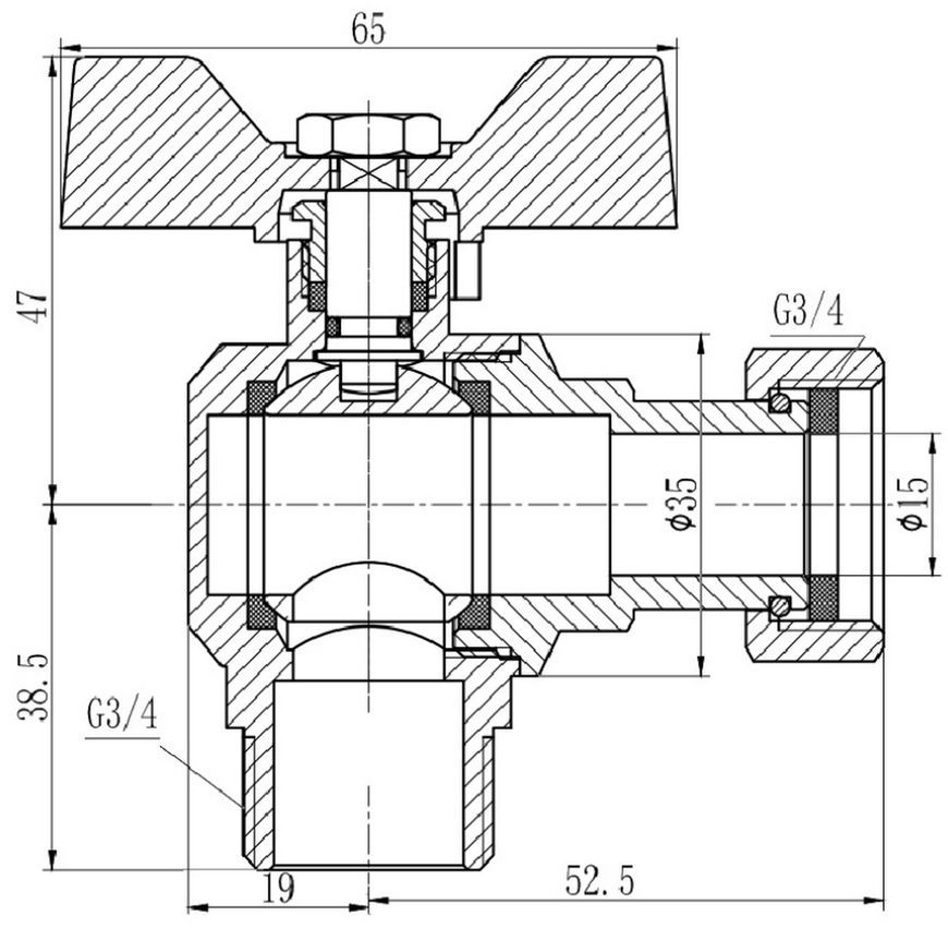 Кран шаровой с накидной гайкой SD FORTE 3/4" ВН для воды угловой SF224W20