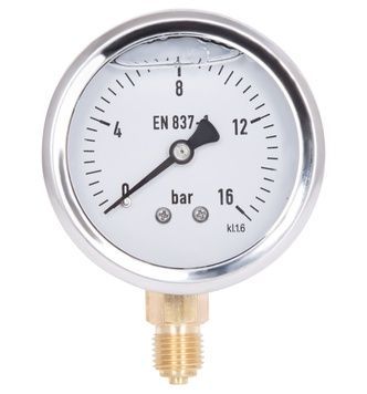 Манометр гліцериновий Thermo Alliance Forte 63 мм 1/4"ЗР із нижнім підключенням латунь 0-16 бар TAF170G16B