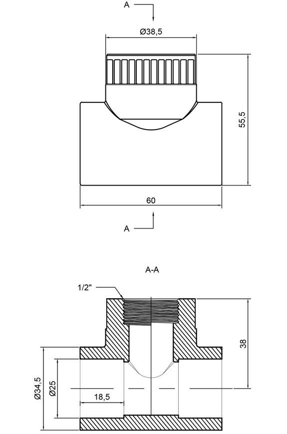 Трійник PPR ALFA PLAST 25х1/2"х25 ВР APFTTE2512X - APFTTE2512X