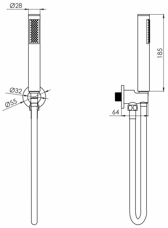 Гарнитур душевой Volle Cascada B50 1 режим, шланг PVC 150 см cepillado n&iacute;quel 1586.170202 никель - 1586.170202