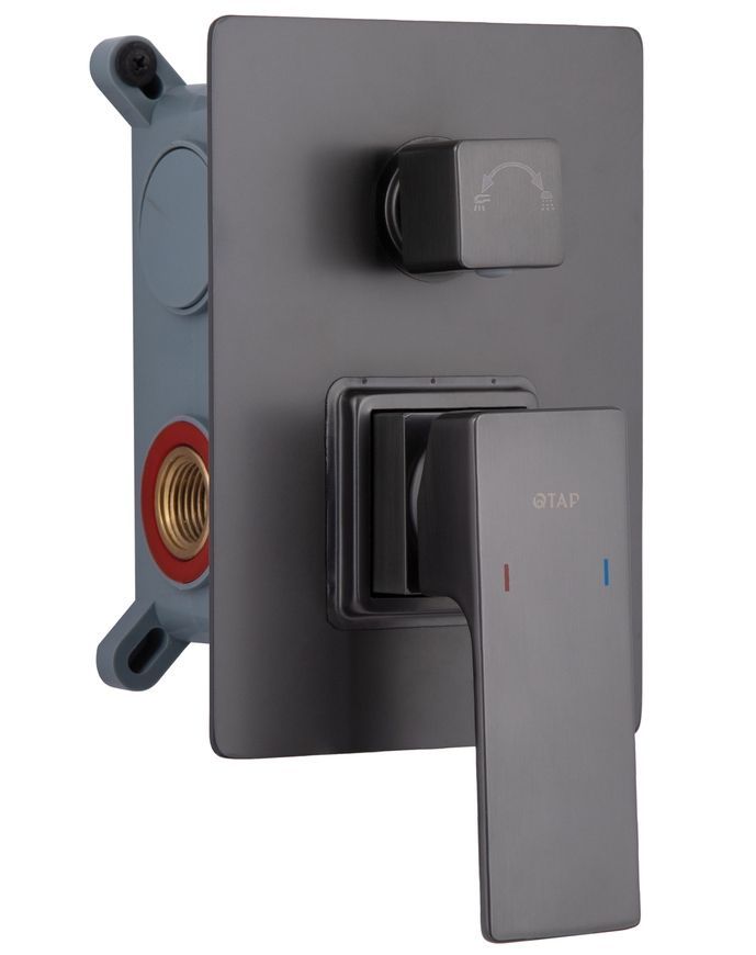 Душевая система Qtap Gemini скрытого монтажа на два потребителя Gunmetal Black PVD QTGEM113GMB45698 - QTGEM113GMB45698