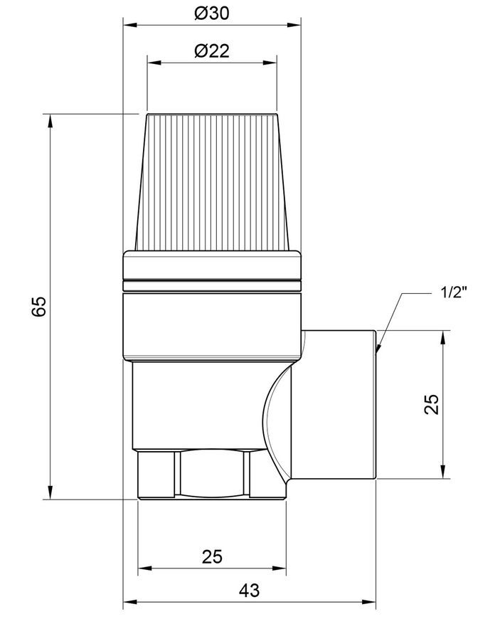 Предохранительный клапан Thermo Alliance Standart 1/2" ВР 6,0 бар латунь SD2446 - SD2446