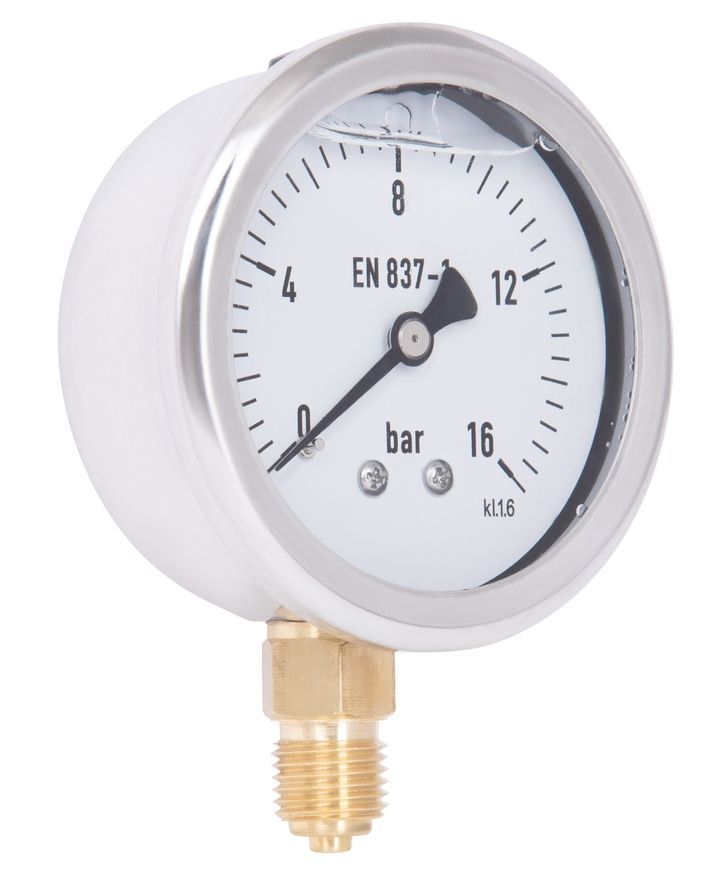 Манометр глицериновый Thermo Alliance Forte 63 мм 1/4"НР с нижним подключением латунь 0-16 бар TAF170G16B