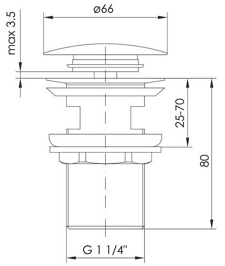 Донный клапан IMPRESE BRENTA ZMK071901500 хром для раковины 1 1/4" с переливом - ZMK071901500