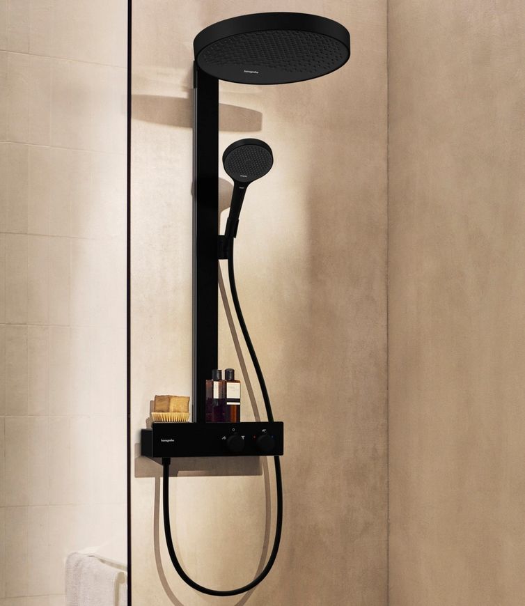 Душова система HANSGROHE Rainfinity Showerpipe 360 1jet з термостатом ShowerTablet 350 Matt Black 26853670 чорна матова - 26853670
